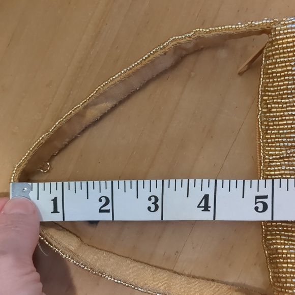 La Regale vintage gold clutch mini purse gold beading and gold interior - Picture 7 of 9